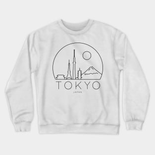 Minimalist Tokyo Japan Skyline Lineart Black and White Crewneck Sweatshirt